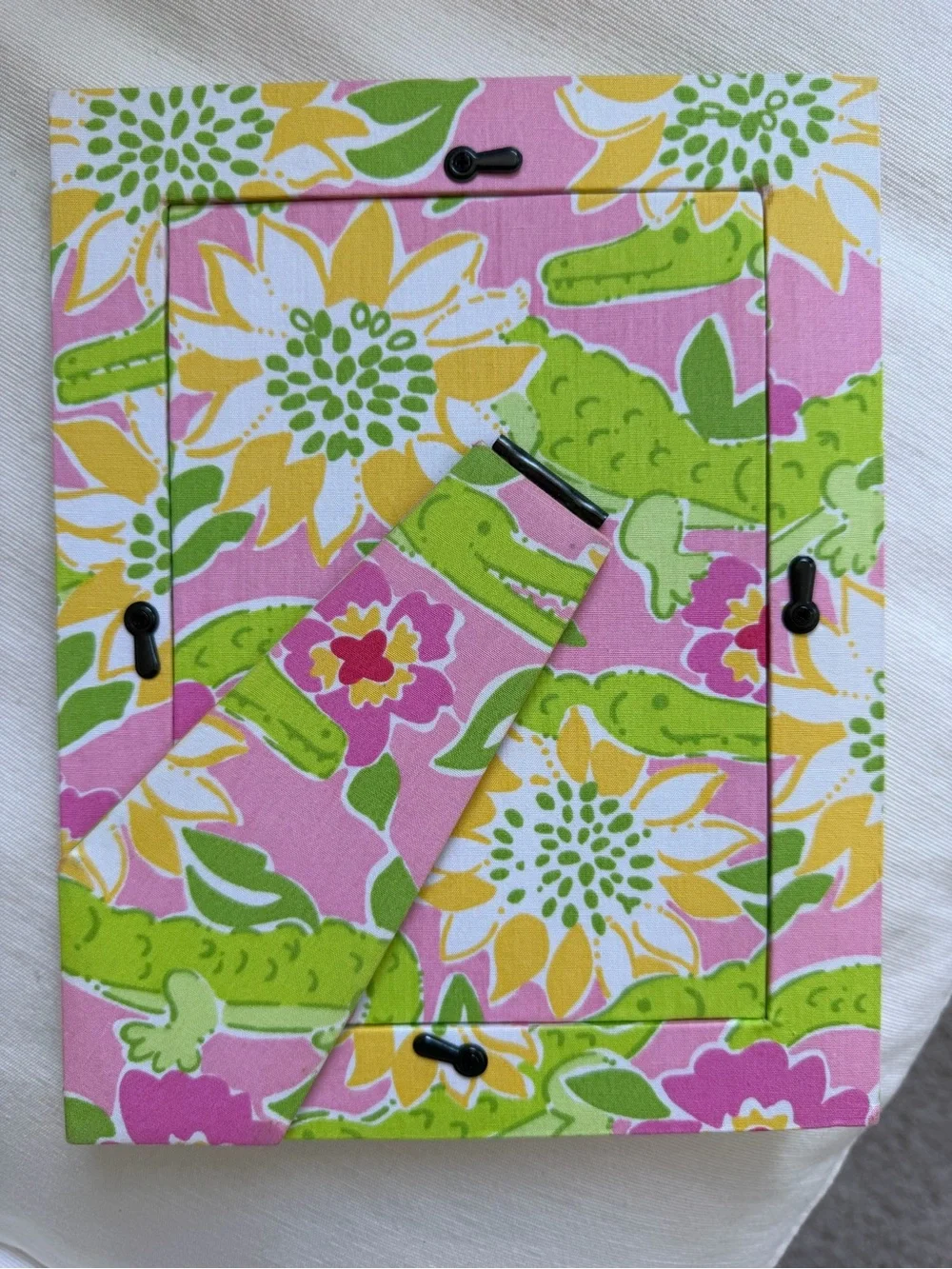 Vintage Pulitzer Pink Floral Fabric Picture Frame (no glass)